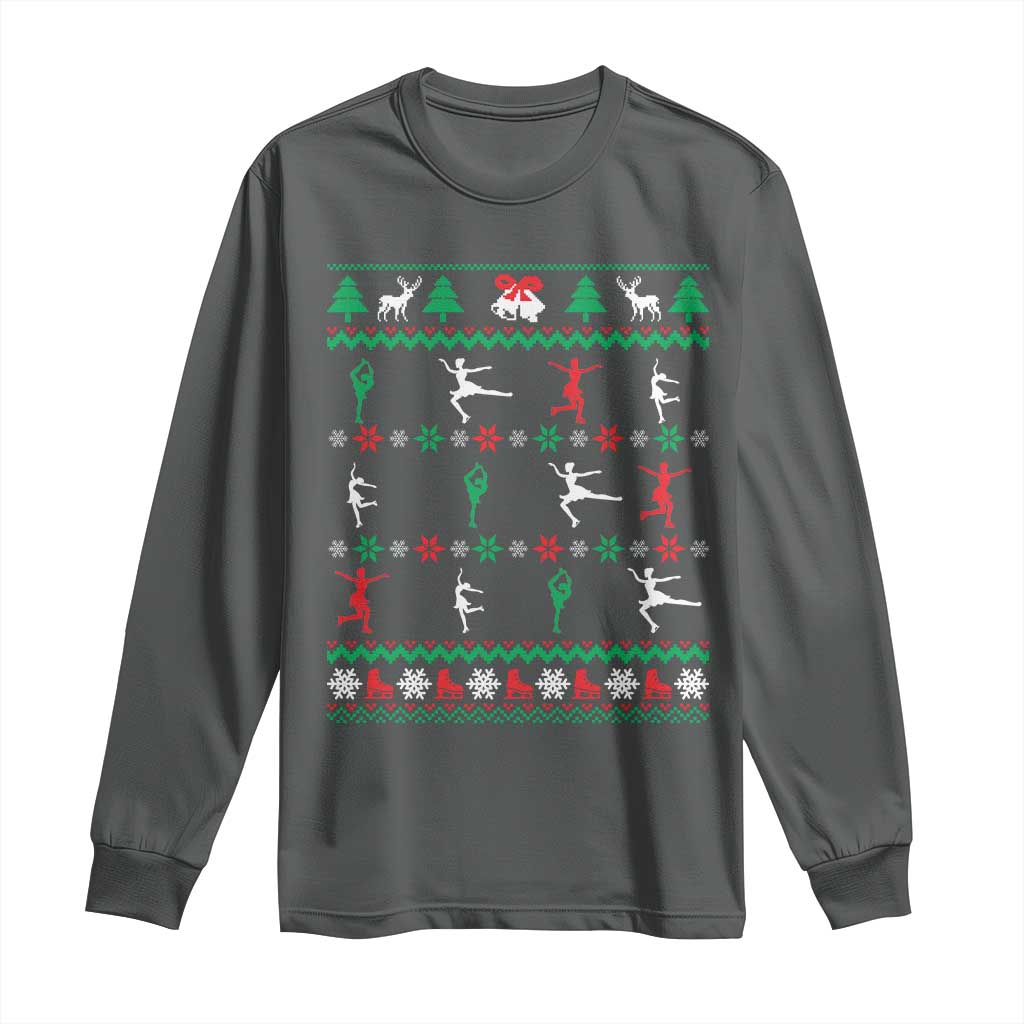 Funny Christmas Figure Ice Skating Skater Long Sleeve Shirt