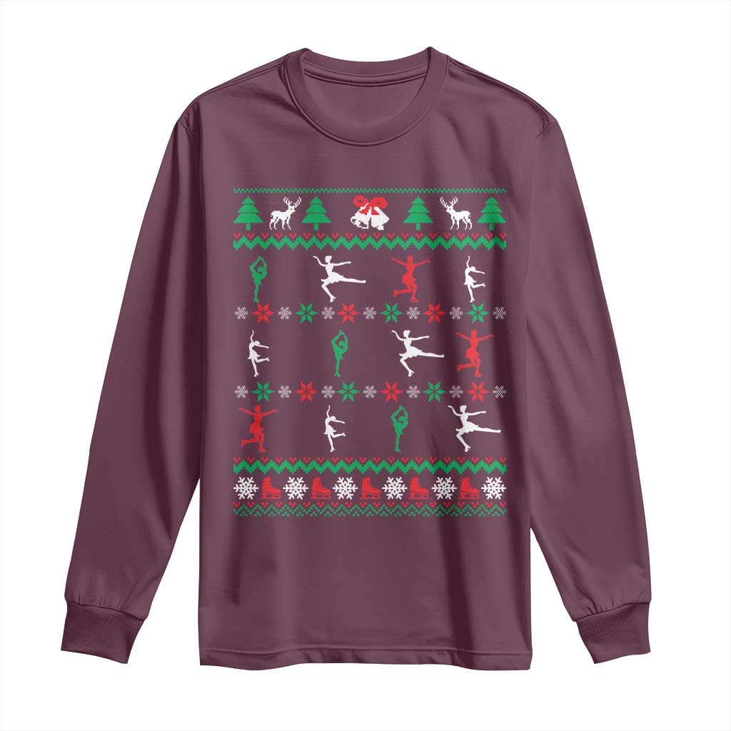 Funny Christmas Figure Ice Skating Skater Long Sleeve Shirt
