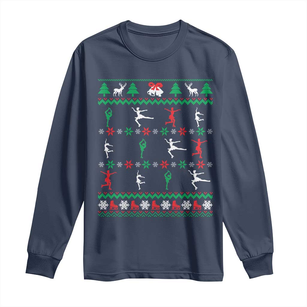 Funny Christmas Figure Ice Skating Skater Long Sleeve Shirt