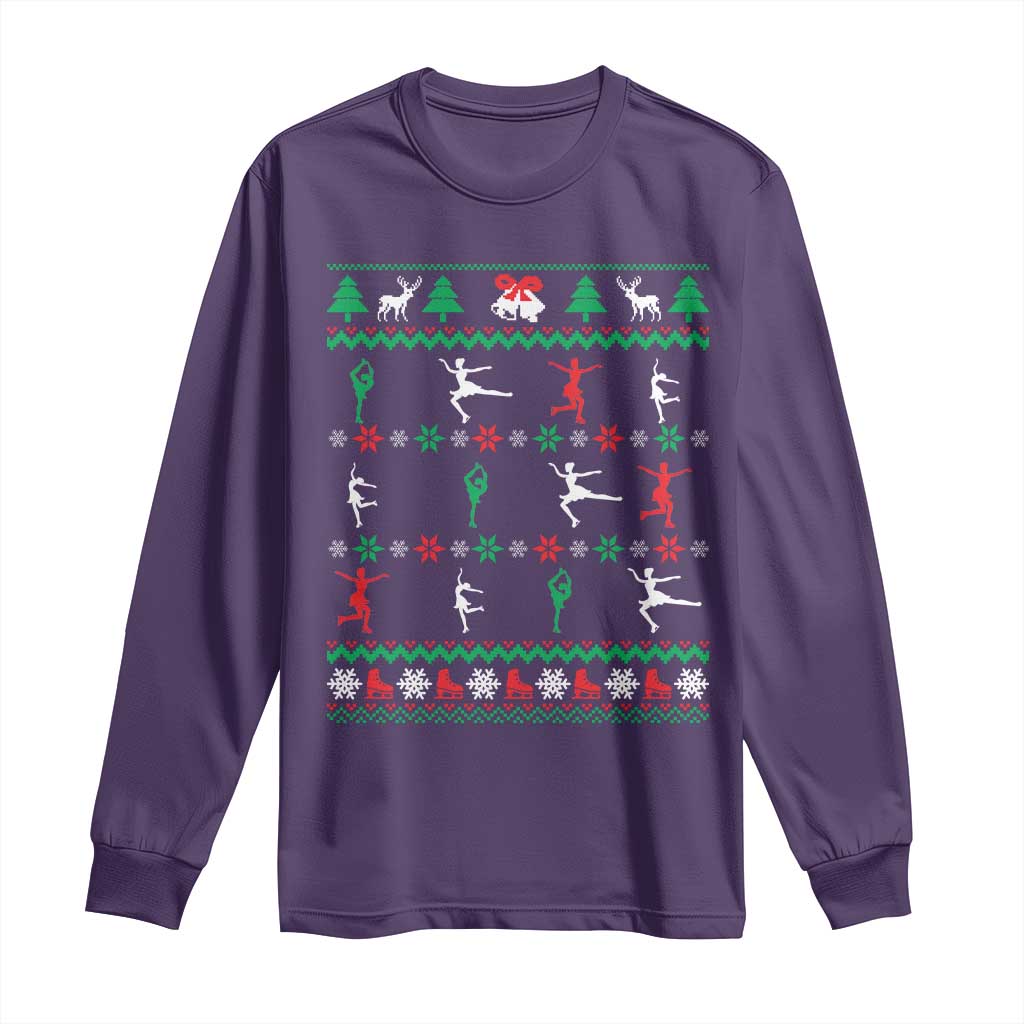 Funny Christmas Figure Ice Skating Skater Long Sleeve Shirt