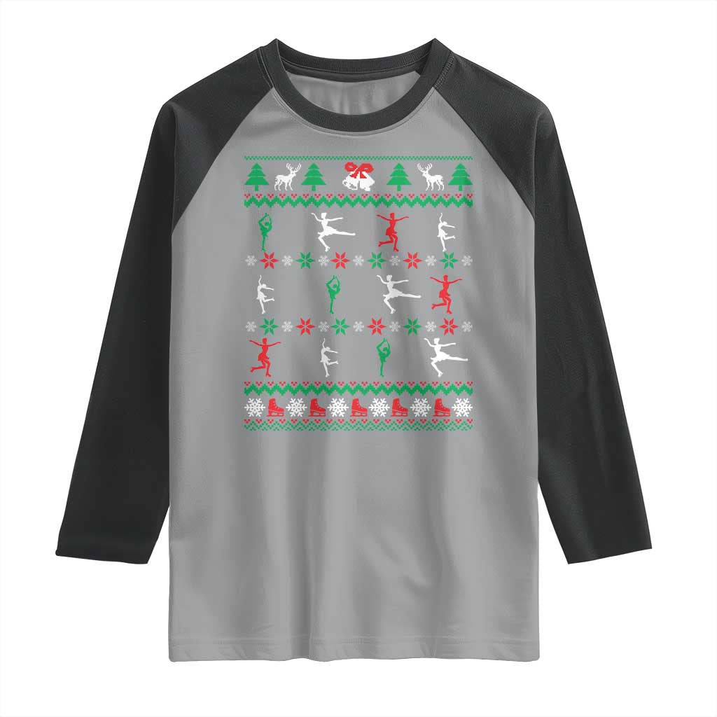 Funny Christmas Figure Ice Skating Skater Raglan Shirt - Wonder Print Shop