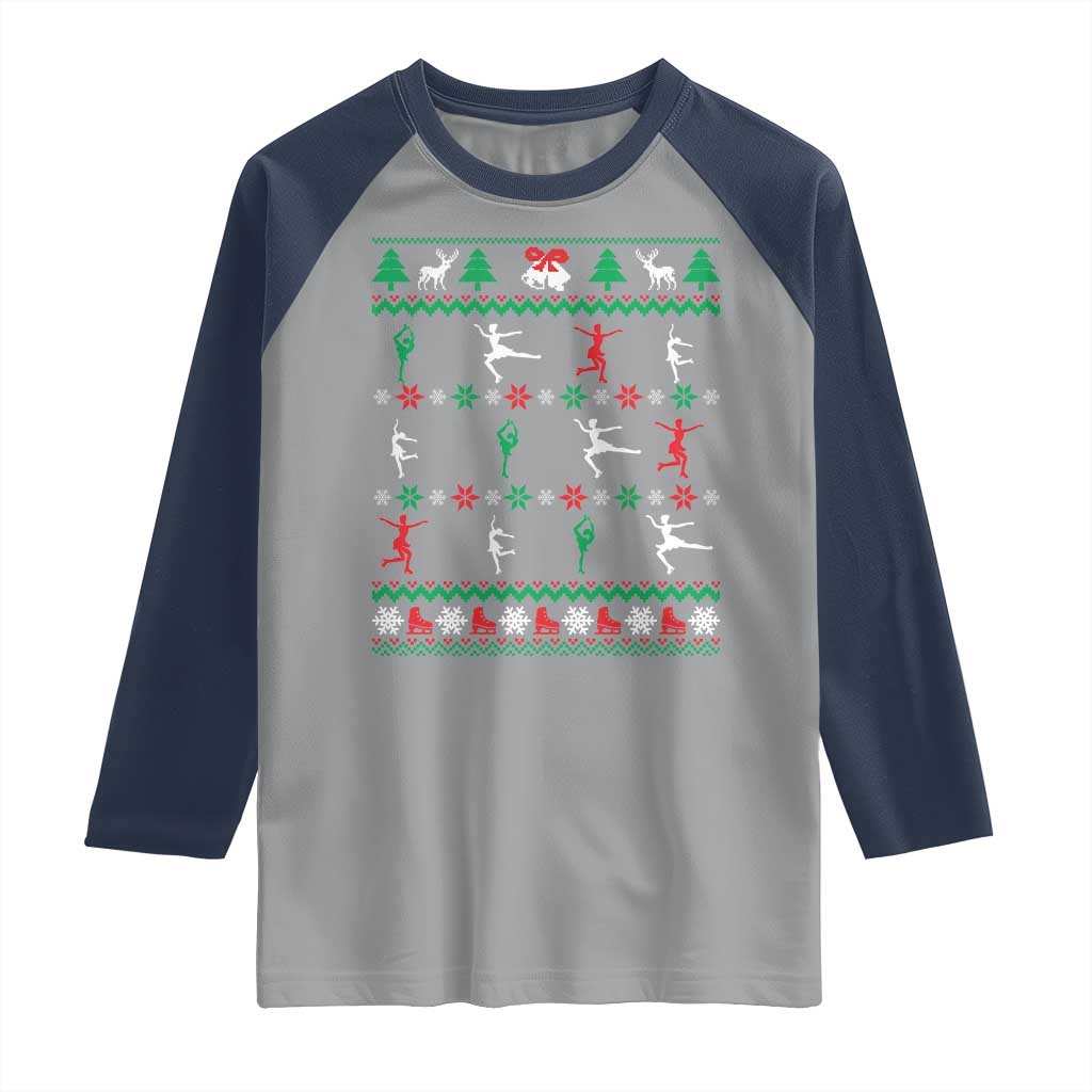 Funny Christmas Figure Ice Skating Skater Raglan Shirt - Wonder Print Shop
