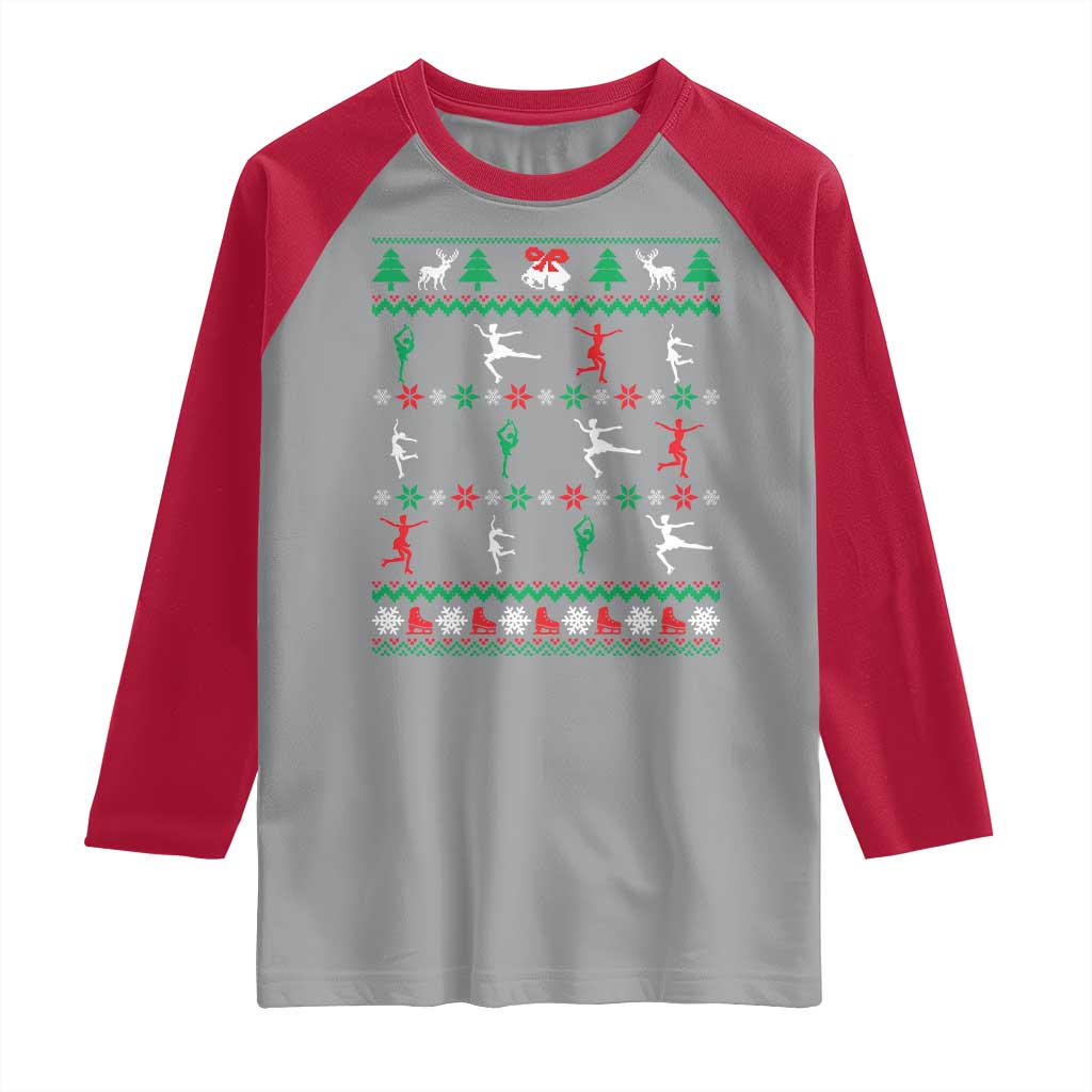 Funny Christmas Figure Ice Skating Skater Raglan Shirt - Wonder Print Shop