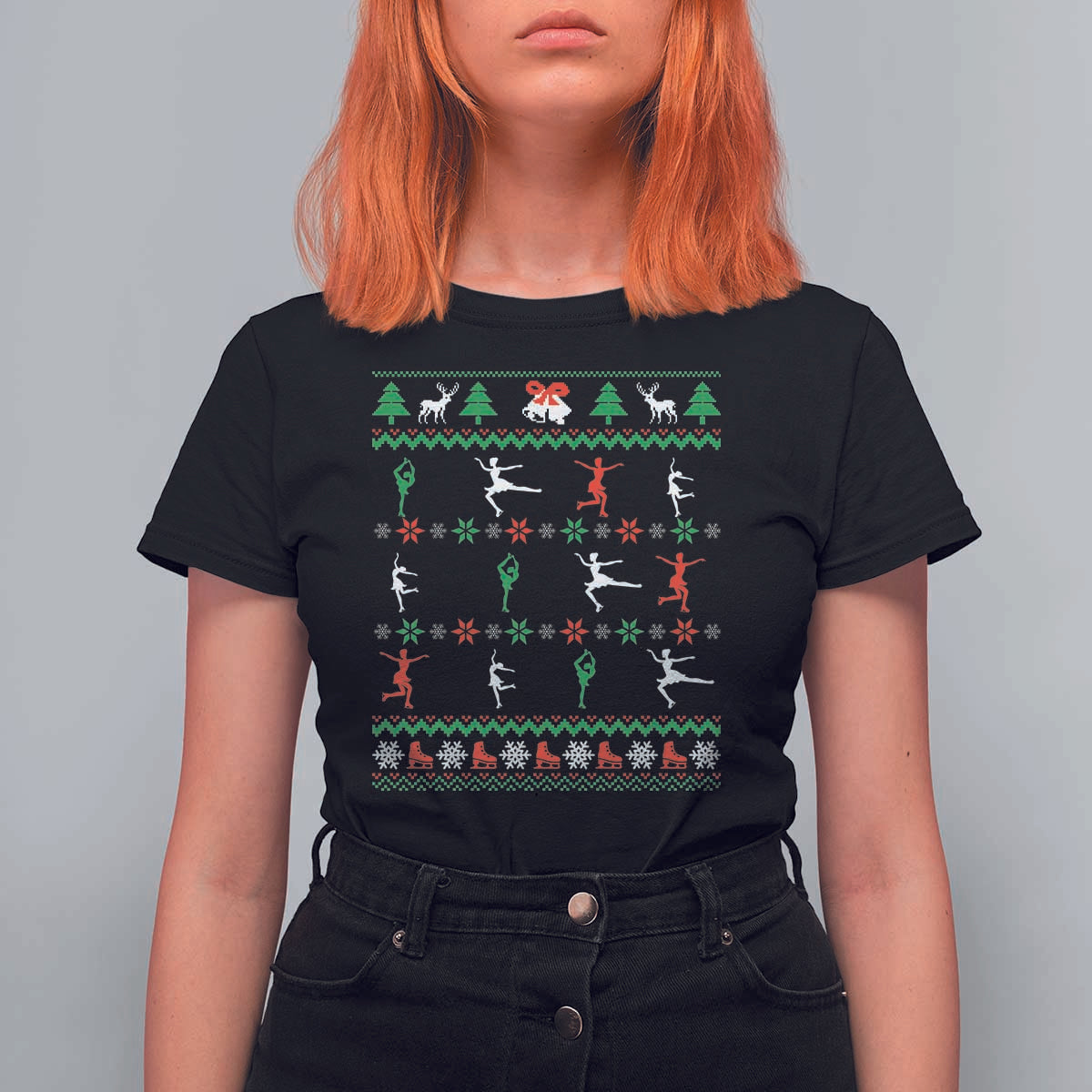Funny Christmas Figure Ice Skating Skater T Shirt For Women - Wonder Print Shop
