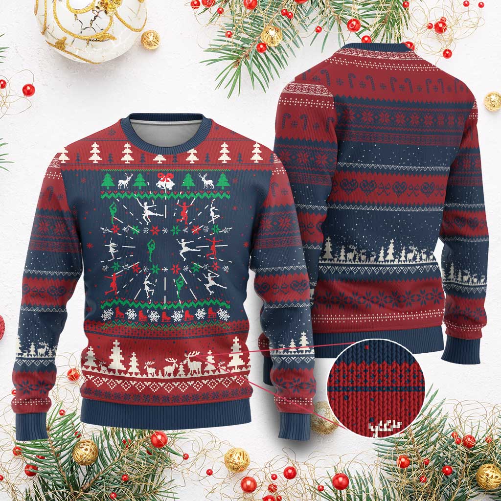 Funny Christmas Figure Ice Skating Skater Ugly Christmas Sweater - Wonder Print Shop