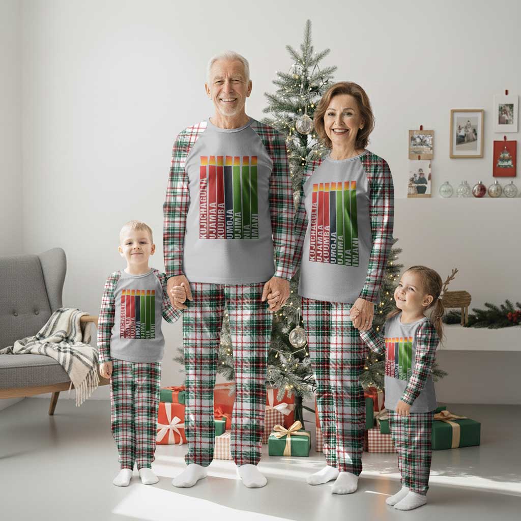 The 7 Principles Of Kwanzaa Plaid Pajama Set Kinara Candles African Heritage - Wonder Print Shop