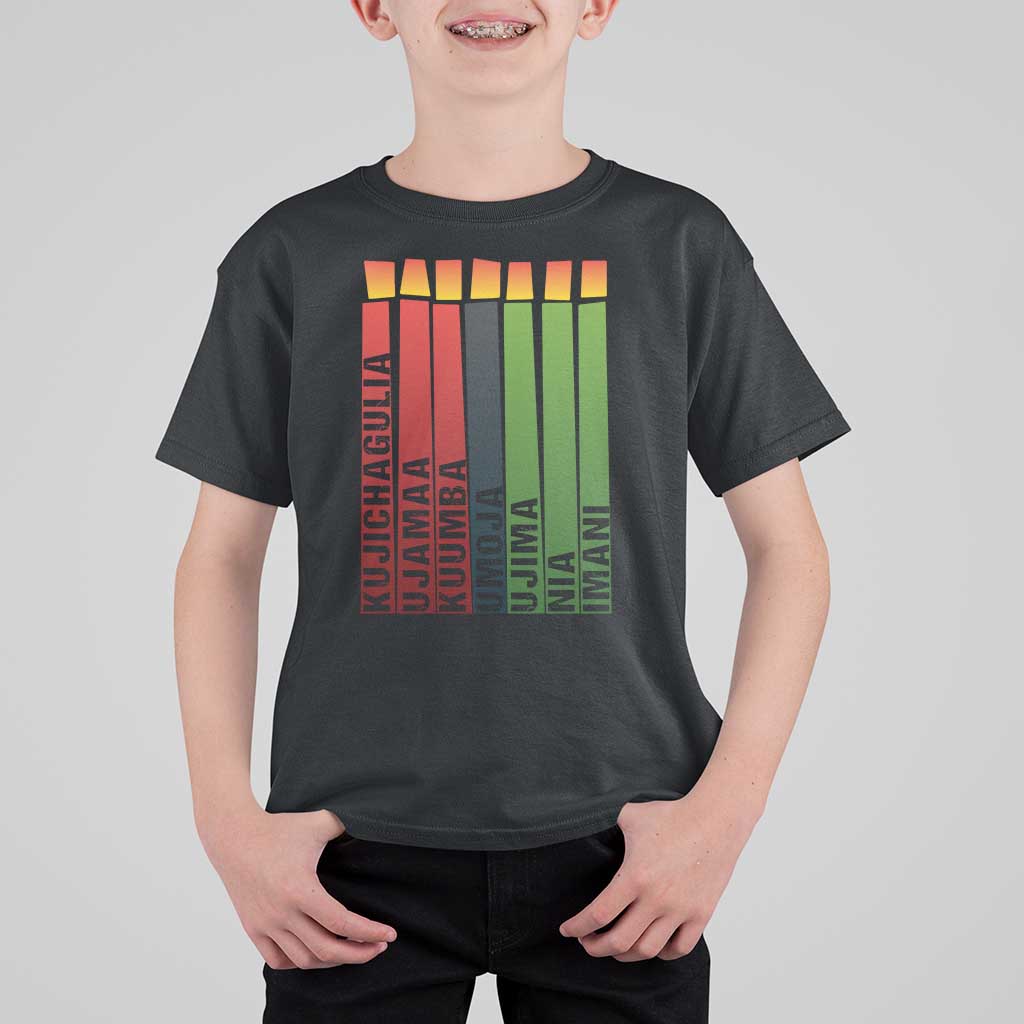 The 7 Principles Of Kwanzaa T Shirt For Kid Kinara Candles African Heritage - Wonder Print Shop