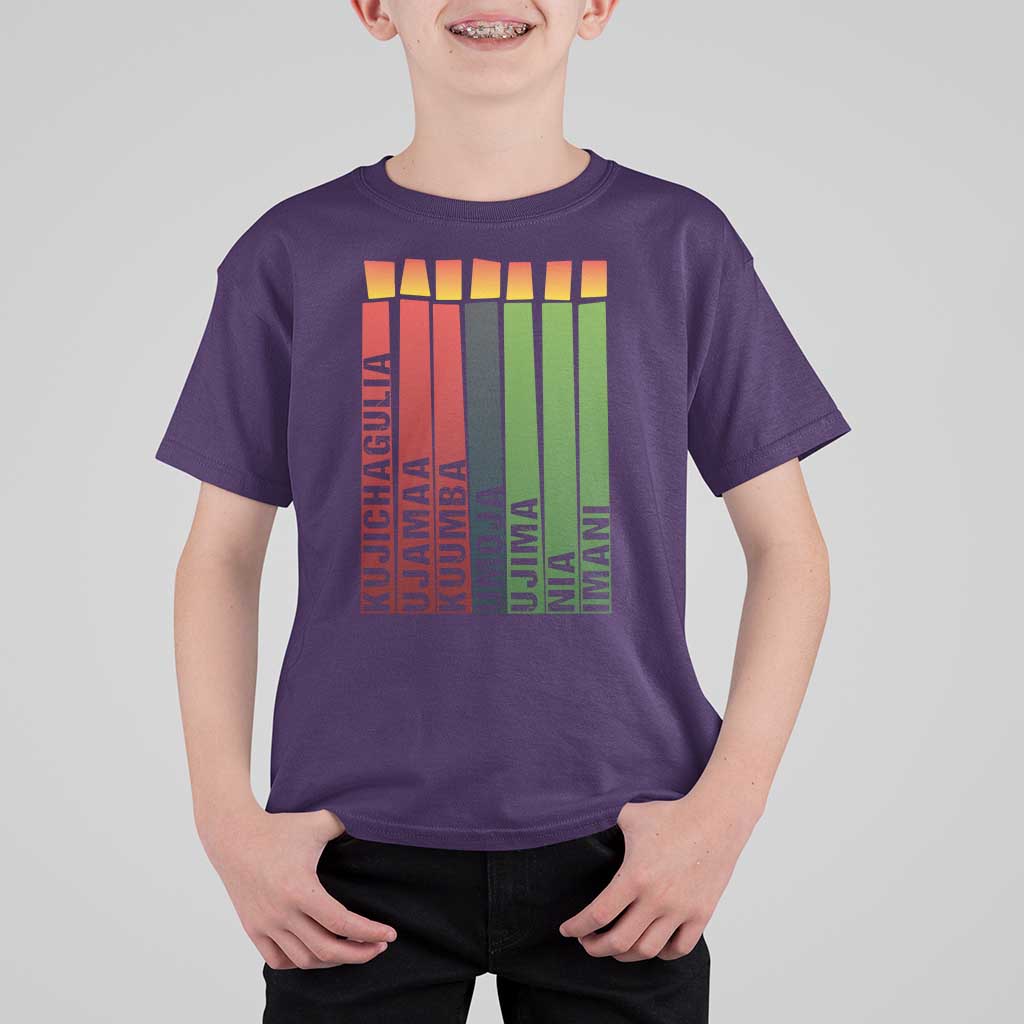 The 7 Principles Of Kwanzaa T Shirt For Kid Kinara Candles African Heritage - Wonder Print Shop