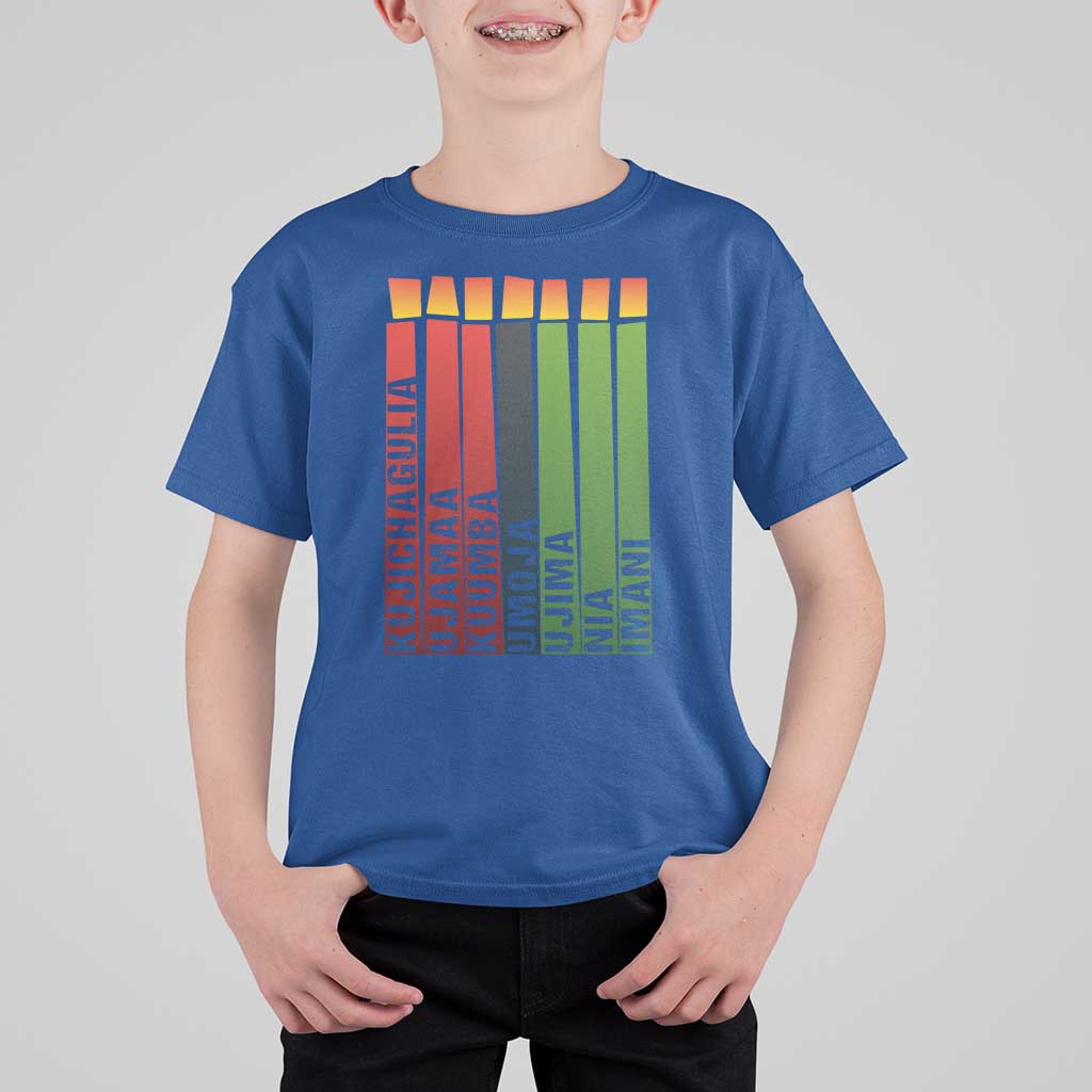 The 7 Principles Of Kwanzaa T Shirt For Kid Kinara Candles African Heritage - Wonder Print Shop