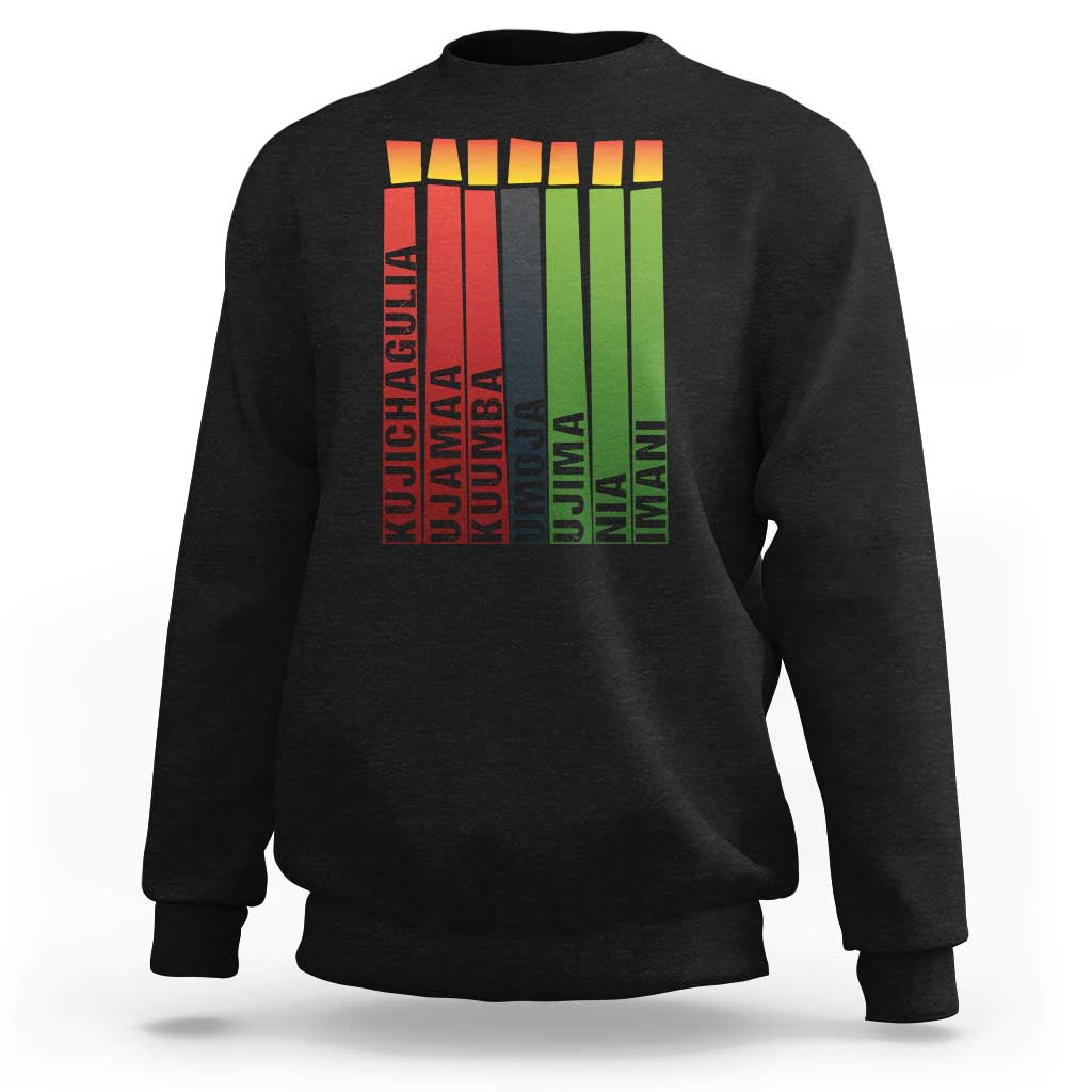 The 7 Principles Of Kwanzaa Sweatshirt Kinara Candles African Heritage - Wonder Print Shop