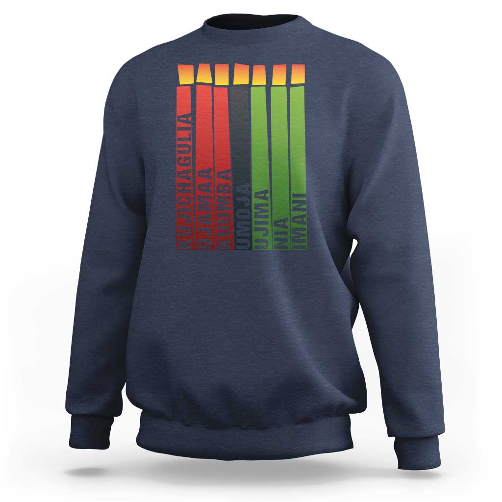 The 7 Principles Of Kwanzaa Sweatshirt Kinara Candles African Heritage - Wonder Print Shop