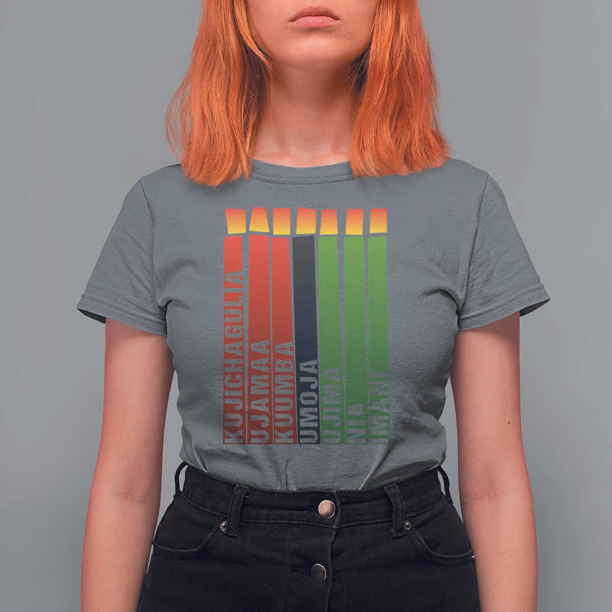 The 7 Principles Of Kwanzaa T Shirt For Women Kinara Candles African Heritage - Wonder Print Shop