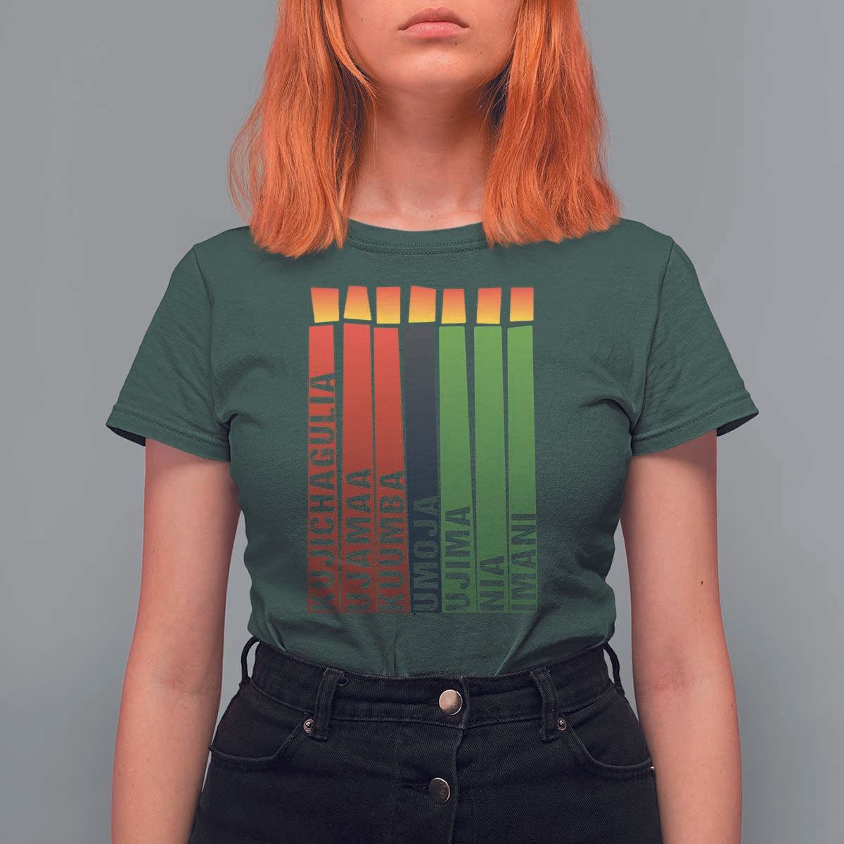 The 7 Principles Of Kwanzaa T Shirt For Women Kinara Candles African Heritage - Wonder Print Shop