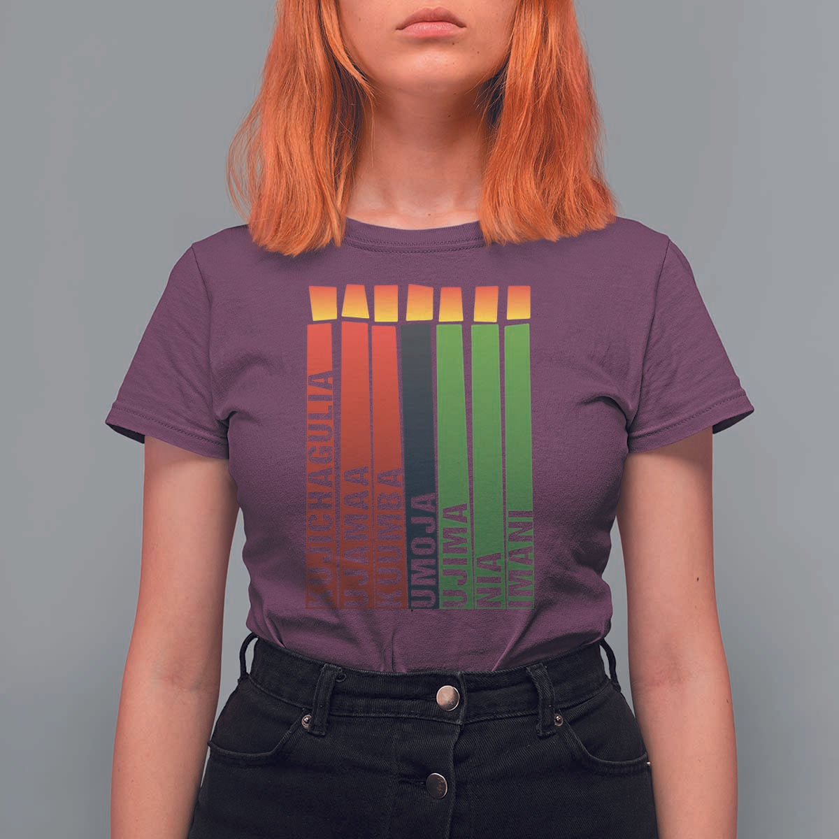 The 7 Principles Of Kwanzaa T Shirt For Women Kinara Candles African Heritage - Wonder Print Shop