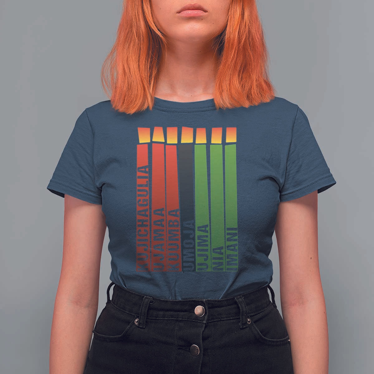 The 7 Principles Of Kwanzaa T Shirt For Women Kinara Candles African Heritage - Wonder Print Shop