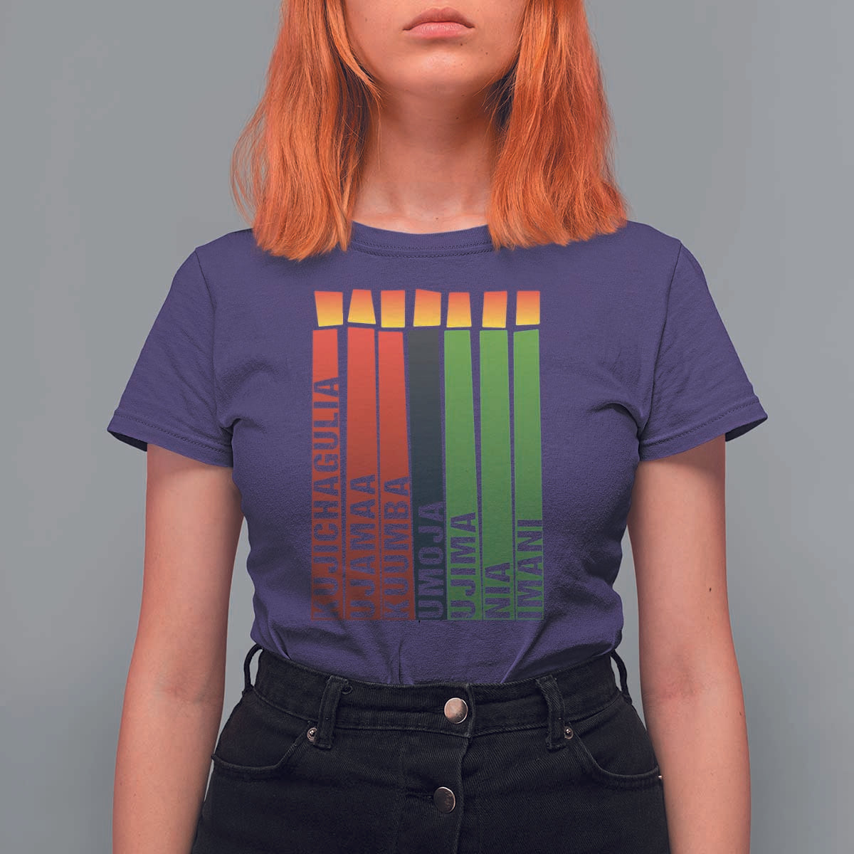 The 7 Principles Of Kwanzaa T Shirt For Women Kinara Candles African Heritage - Wonder Print Shop