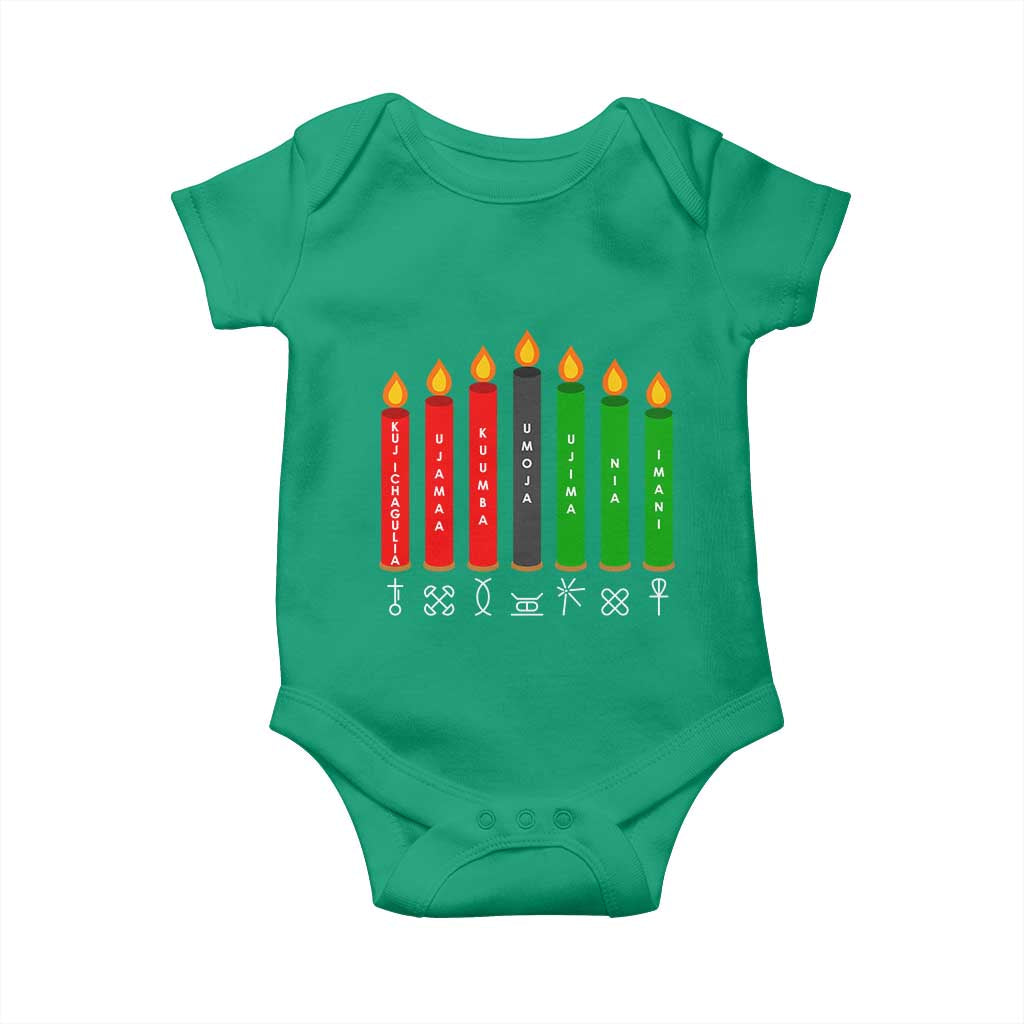 Nguzo Saba Symbols The 7 Principles Of Kwanzaa Baby Onesie Kinara Candles Symbol