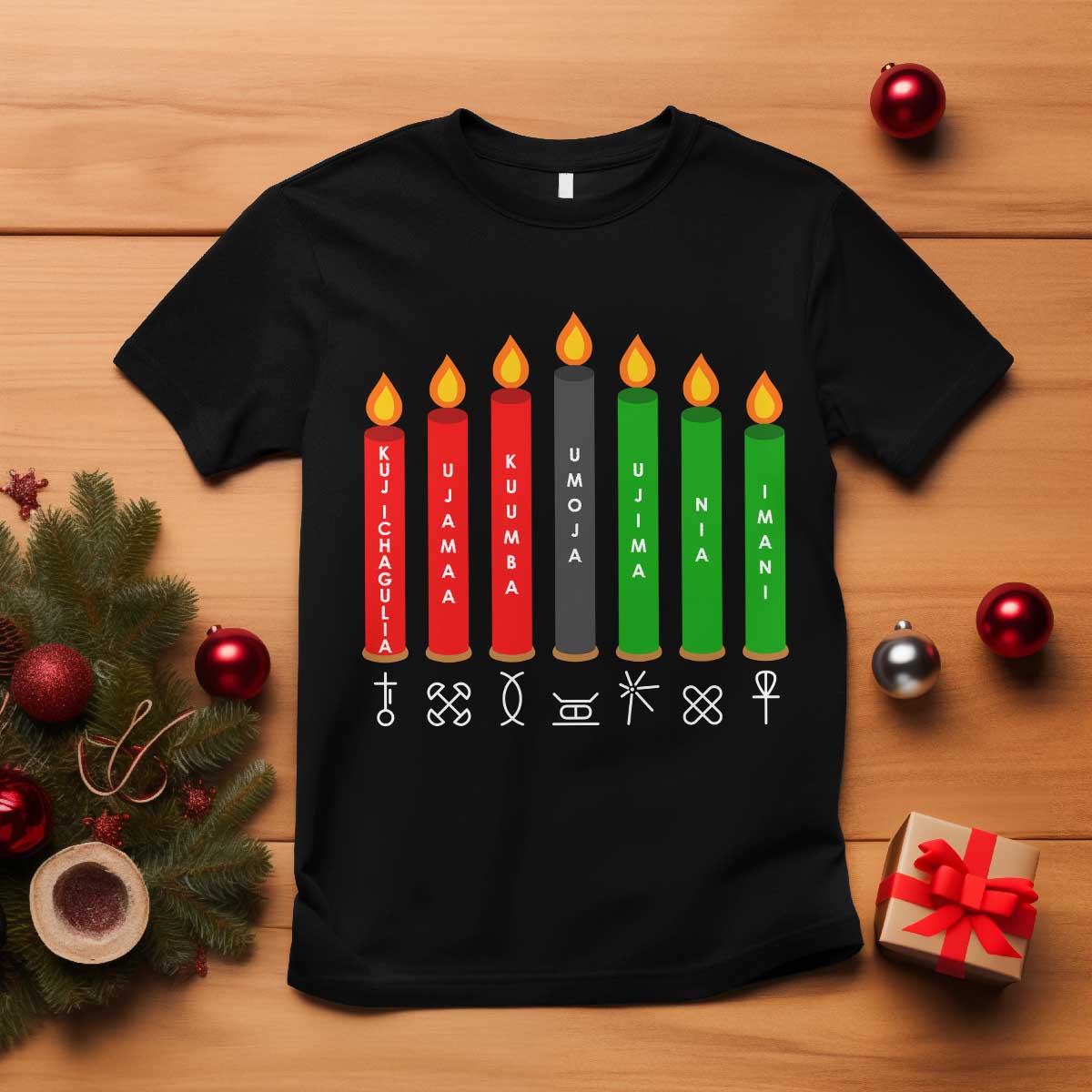 Nguzo Saba Symbols The 7 Principles Of Kwanzaa T Shirt Kinara Candles Symbol - Wonder Print Shop