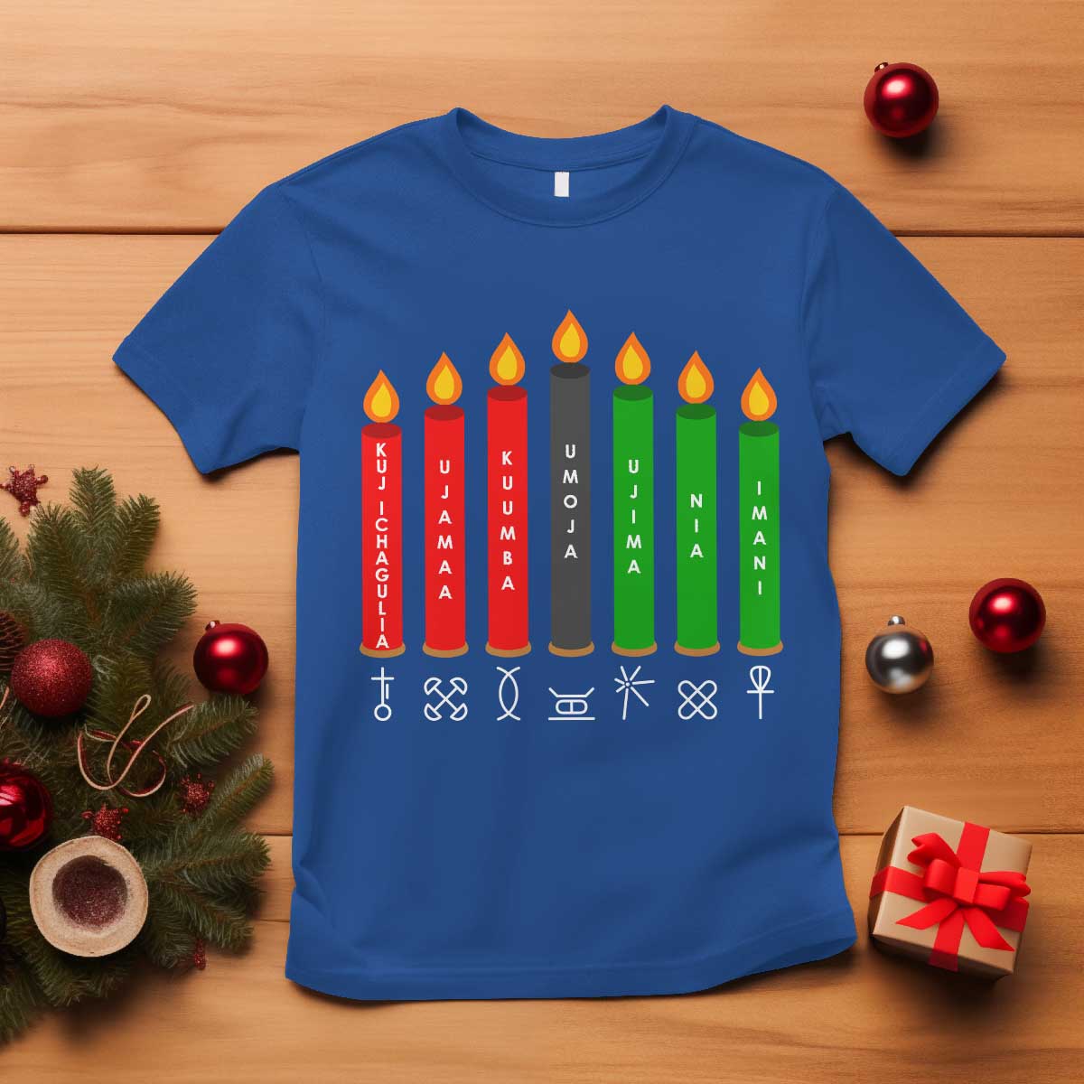 Nguzo Saba Symbols The 7 Principles Of Kwanzaa T Shirt Kinara Candles Symbol - Wonder Print Shop