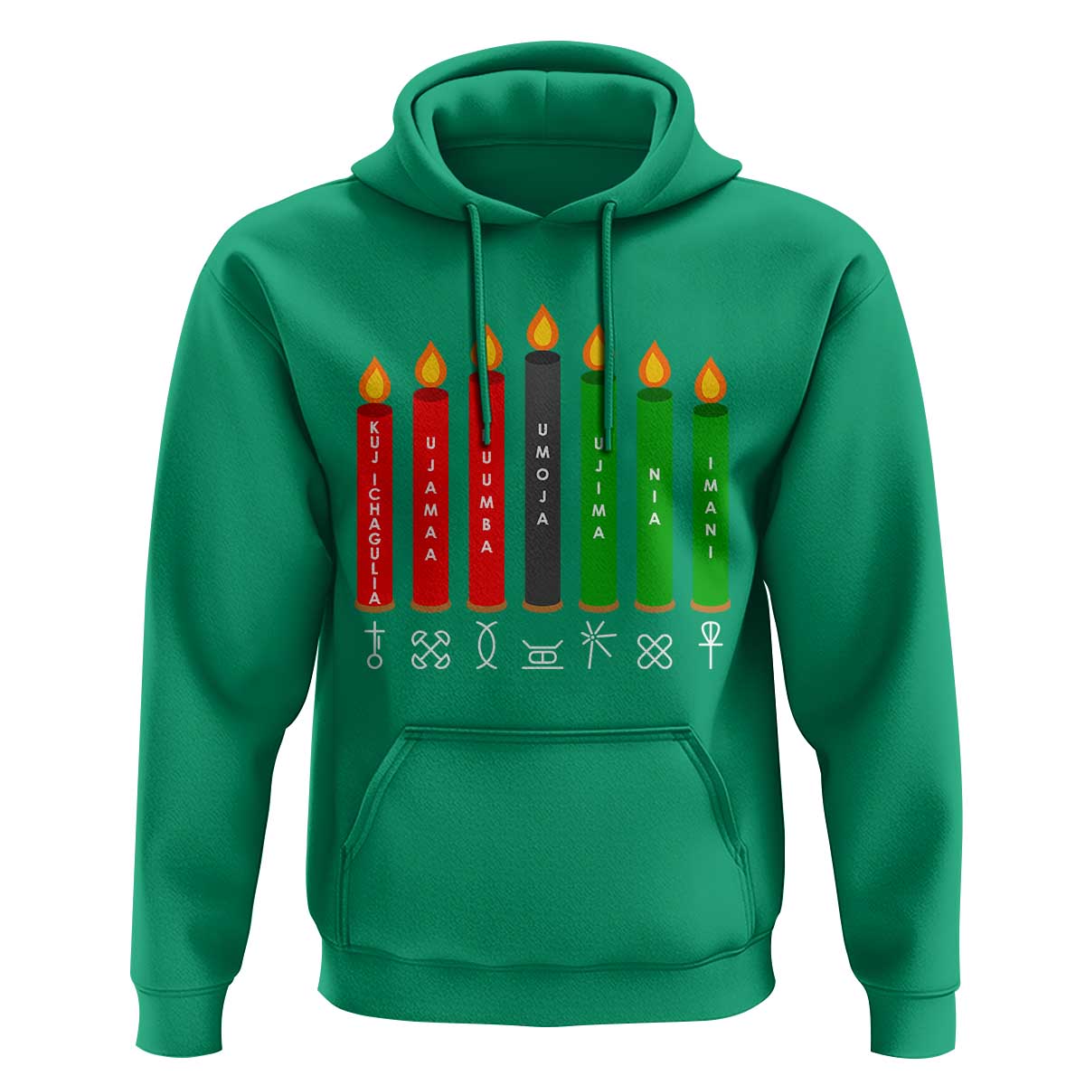 Nguzo Saba Symbols The 7 Principles Of Kwanzaa Hoodie Kinara Candles Symbol
