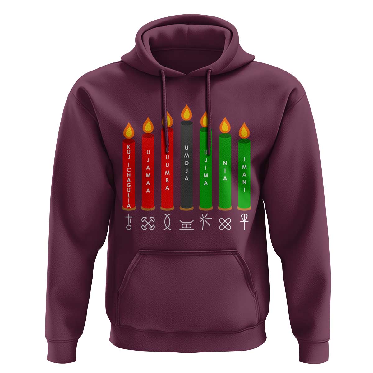 Nguzo Saba Symbols The 7 Principles Of Kwanzaa Hoodie Kinara Candles Symbol