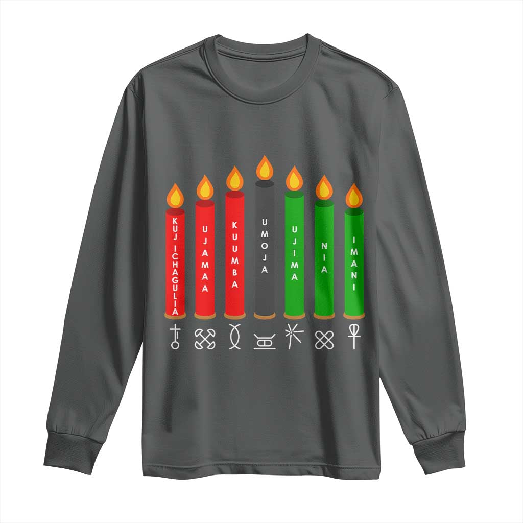 Nguzo Saba Symbols The 7 Principles Of Kwanzaa Long Sleeve Shirt Kinara Candles Symbol