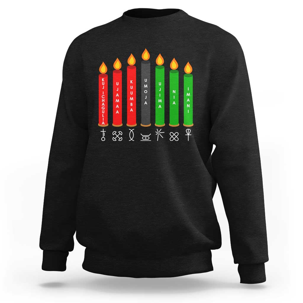 Nguzo Saba Symbols The 7 Principles Of Kwanzaa Sweatshirt Kinara Candles Symbol - Wonder Print Shop