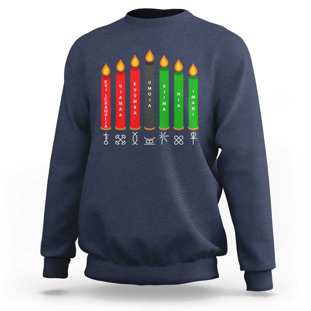 Nguzo Saba Symbols The 7 Principles Of Kwanzaa Sweatshirt Kinara Candles Symbol - Wonder Print Shop