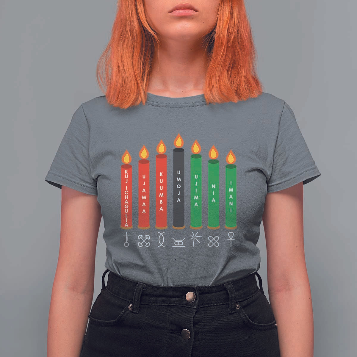 Nguzo Saba Symbols The 7 Principles Of Kwanzaa T Shirt For Women Kinara Candles Symbol - Wonder Print Shop