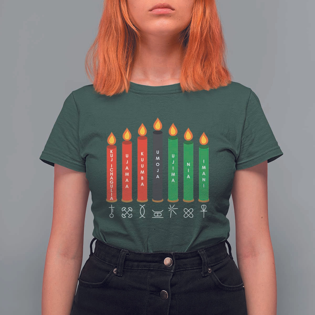 Nguzo Saba Symbols The 7 Principles Of Kwanzaa T Shirt For Women Kinara Candles Symbol - Wonder Print Shop