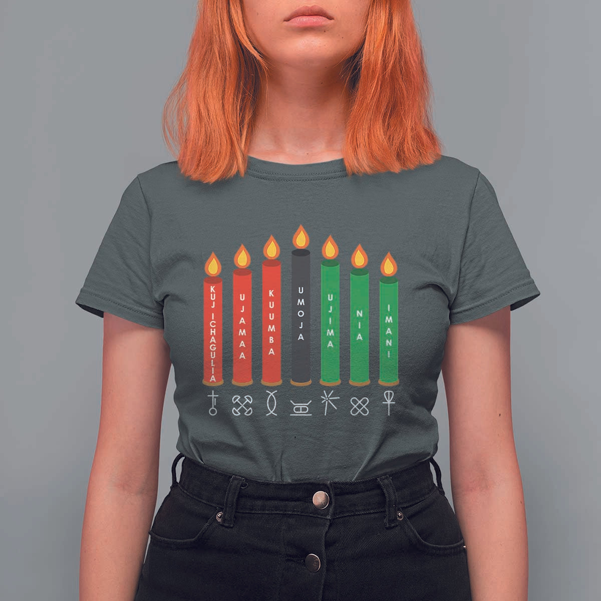 Nguzo Saba Symbols The 7 Principles Of Kwanzaa T Shirt For Women Kinara Candles Symbol - Wonder Print Shop