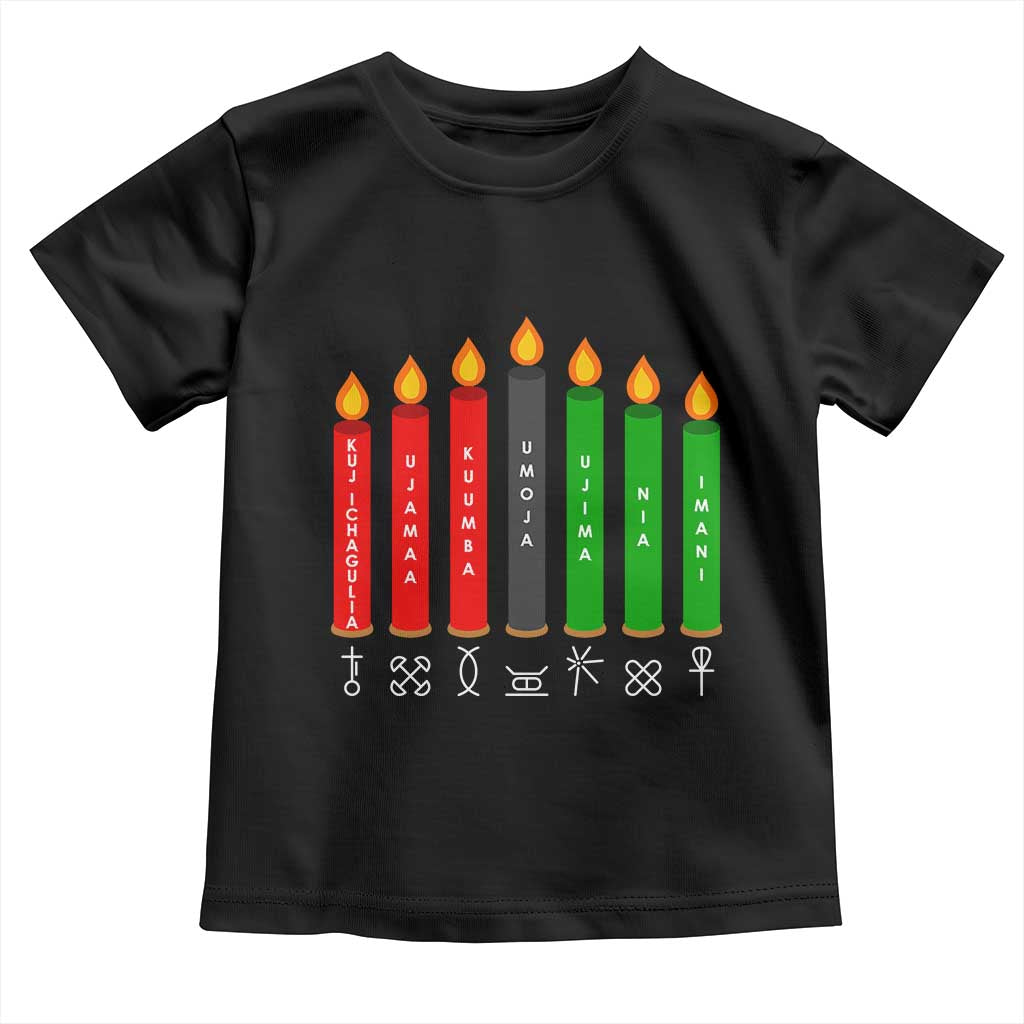 Nguzo Saba Symbols The 7 Principles Of Kwanzaa Toddler T Shirt Kinara Candles Symbol