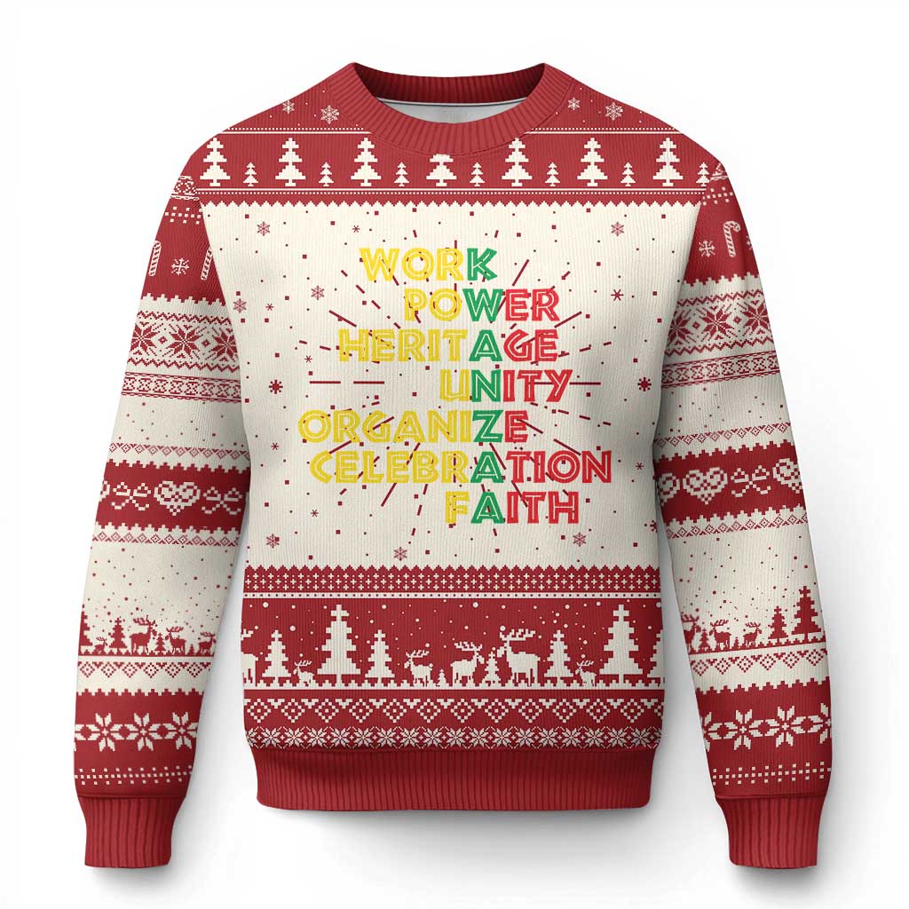 Kwanzaa Ugly Christmas Sweater Work Power Heritage Unity Organize Celebration Faith African Heritage - Wonder Print Shop