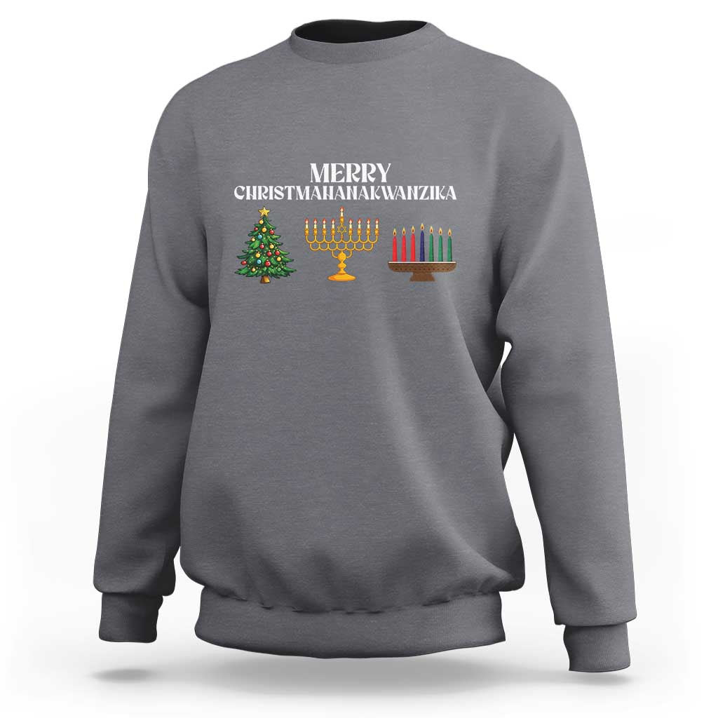 Merry Christmahanakwanzika Sweatshirt Christmas Hanukkah Kwanzaa - Wonder Print Shop