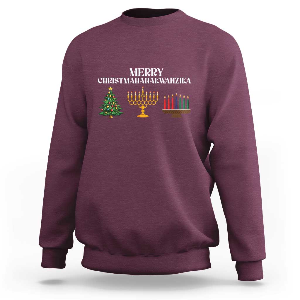 Merry Christmahanakwanzika Sweatshirt Christmas Hanukkah Kwanzaa - Wonder Print Shop