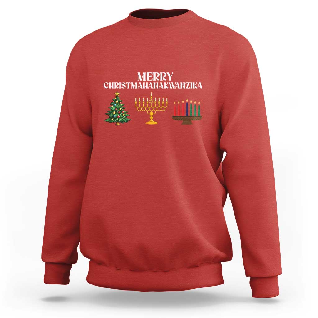 Merry Christmahanakwanzika Sweatshirt Christmas Hanukkah Kwanzaa - Wonder Print Shop