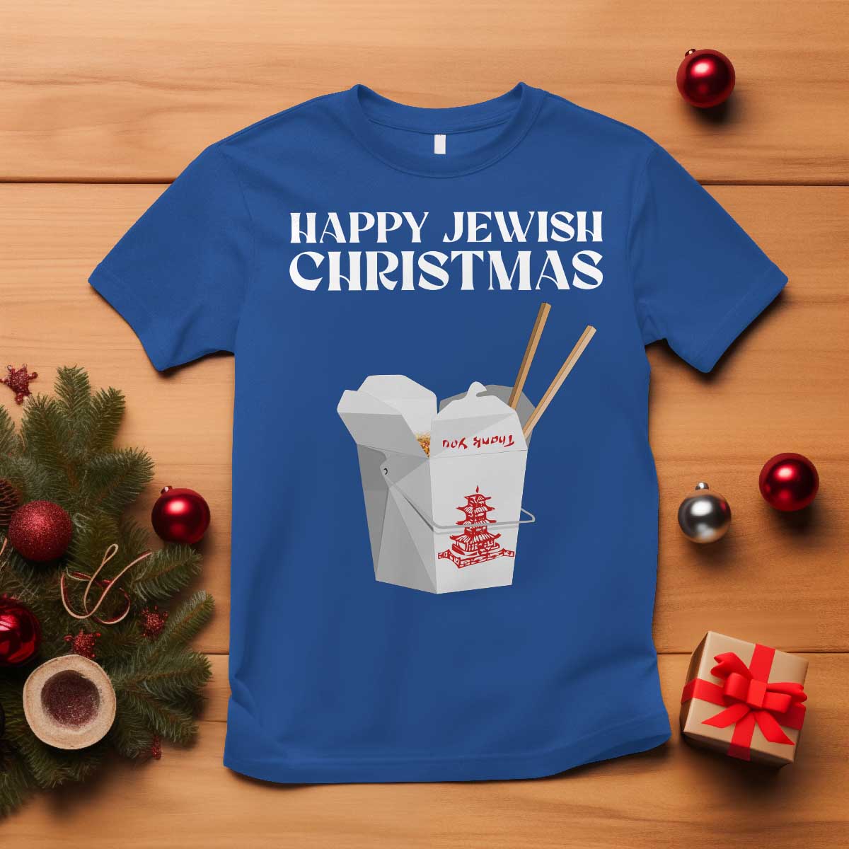 Happy Jewish Christmas T Shirt Chinese Noodle Asian Take Out - Wonder Print Shop