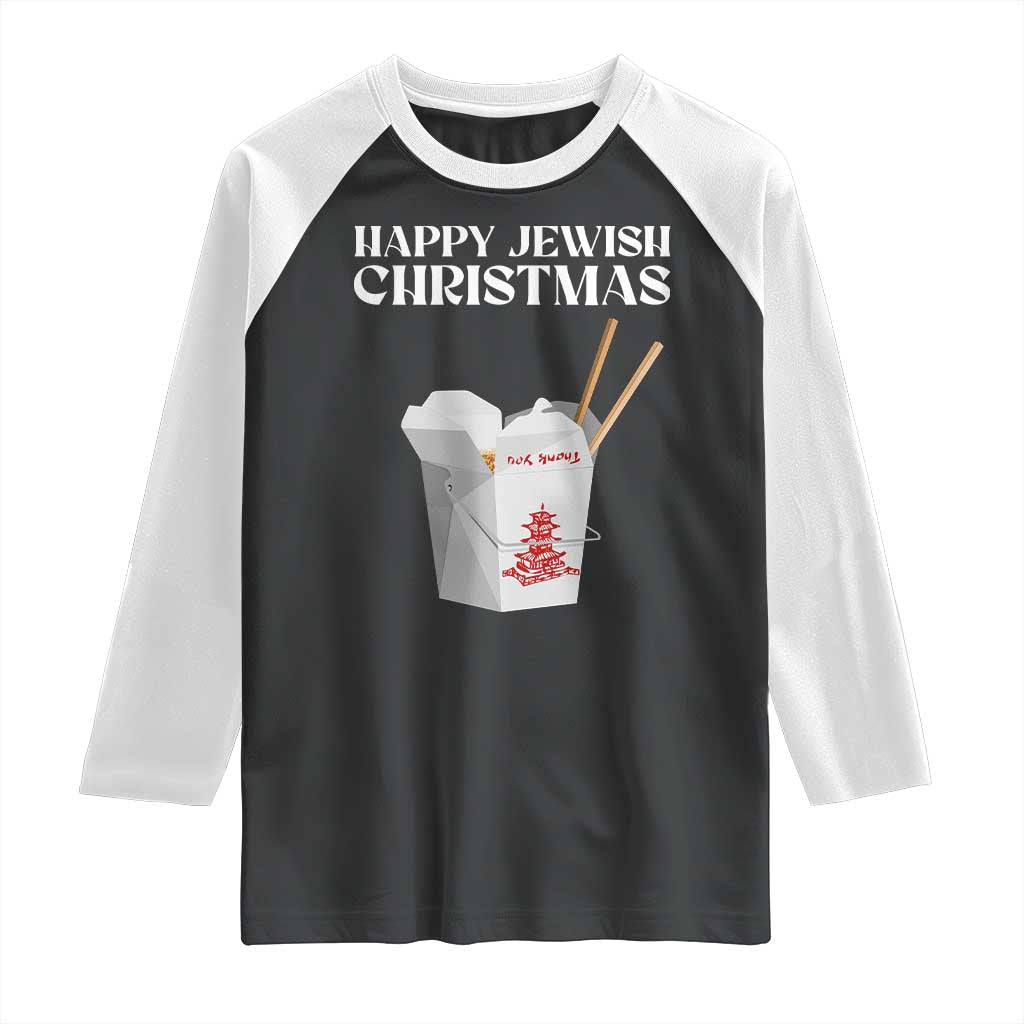 Happy Jewish Christmas Raglan Shirt Chinese Noodle Asian Take Out - Wonder Print Shop
