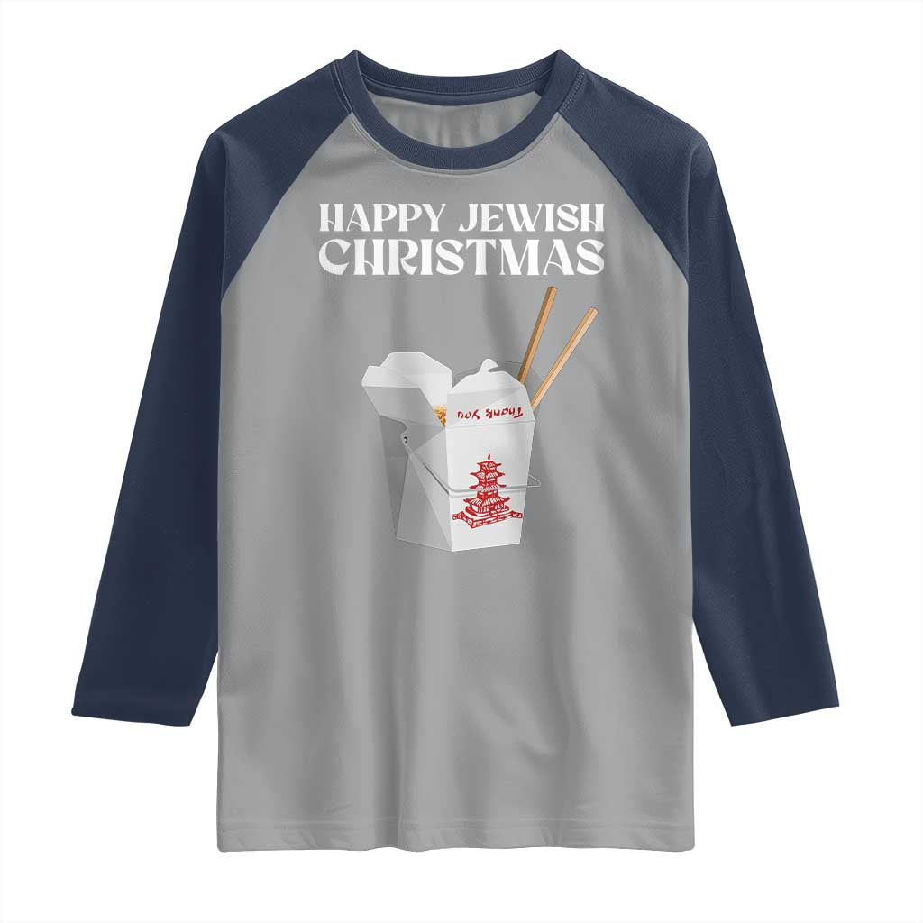 Happy Jewish Christmas Raglan Shirt Chinese Noodle Asian Take Out - Wonder Print Shop