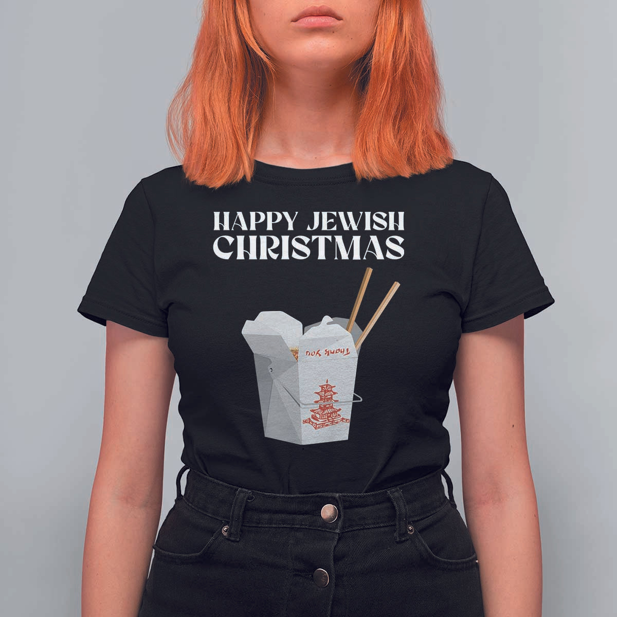 Happy Jewish Christmas T Shirt For Women Chinese Noodle Asian Take Out - Wonder Print Shop