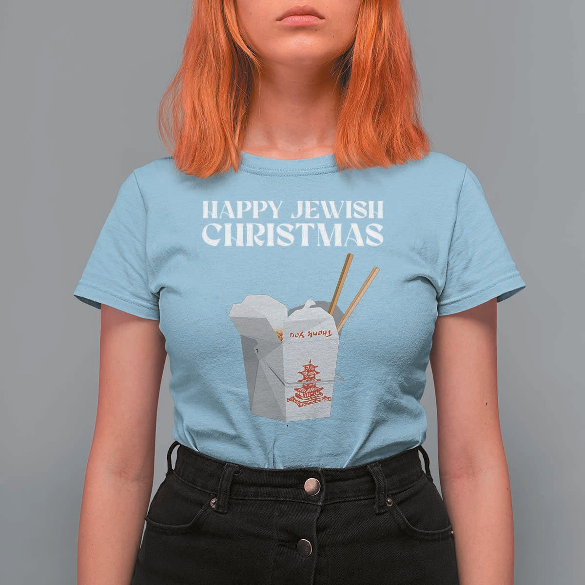 Happy Jewish Christmas T Shirt For Women Chinese Noodle Asian Take Out - Wonder Print Shop