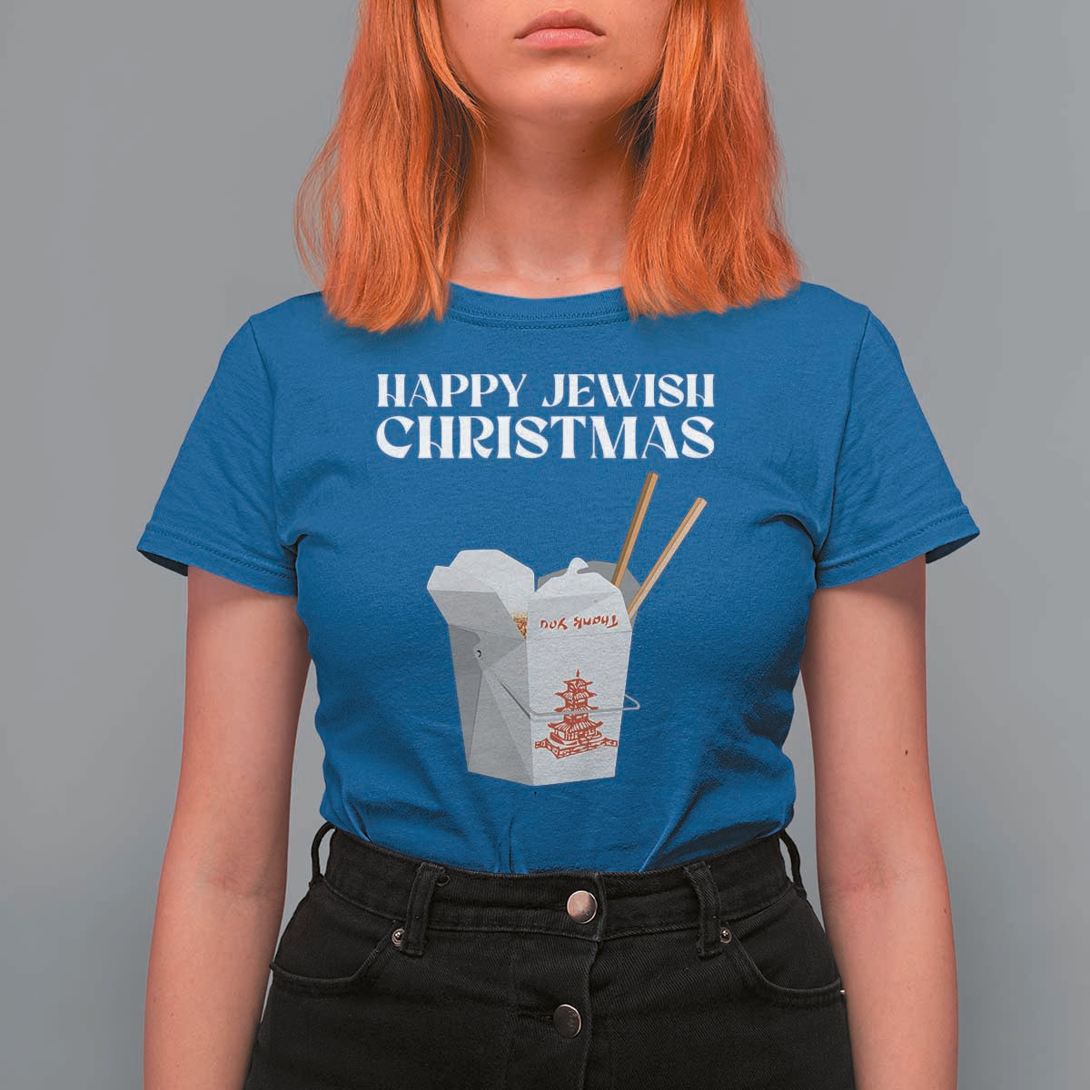 Happy Jewish Christmas T Shirt For Women Chinese Noodle Asian Take Out - Wonder Print Shop