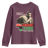 Stokely Carmichael Quote Youth Sweatshirt The Secret Of Life Is To Have No Fear It's The Only Way To Function