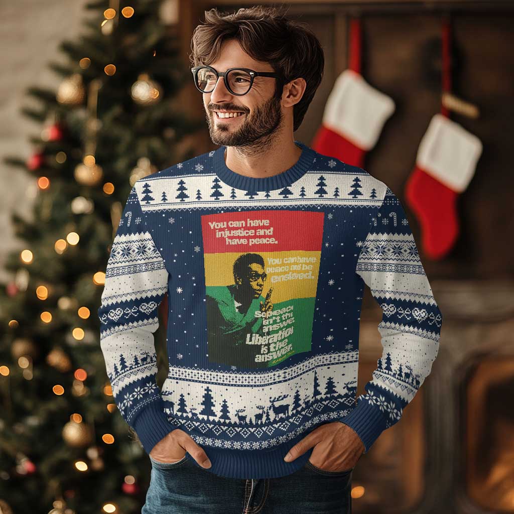 Stokely Carmichael Quote Ugly Christmas Sweater You Can Have Injustice And Have Peace And Be Enslaved