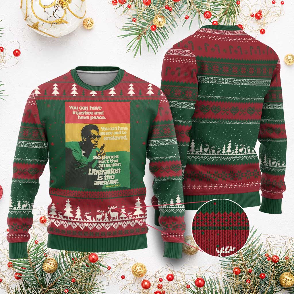 Stokely Carmichael Quote Ugly Christmas Sweater You Can Have Injustice And Have Peace And Be Enslaved