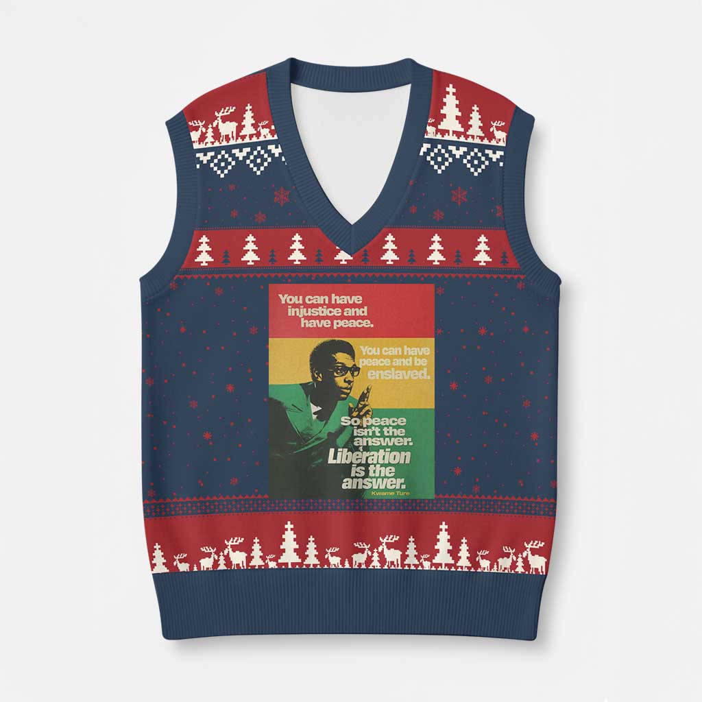 Stokely Carmichael Quote V-Neck Knit Sweater Vest You Can Have Injustice And Have Peace And Be Enslaved