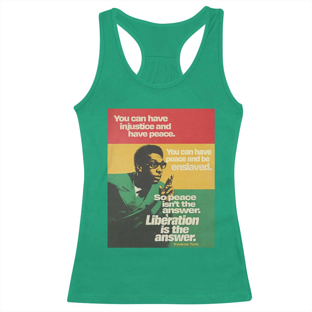 Stokely Carmichael Quote Racerback Tank Top You Can Have Injustice And Have Peace And Be Enslaved