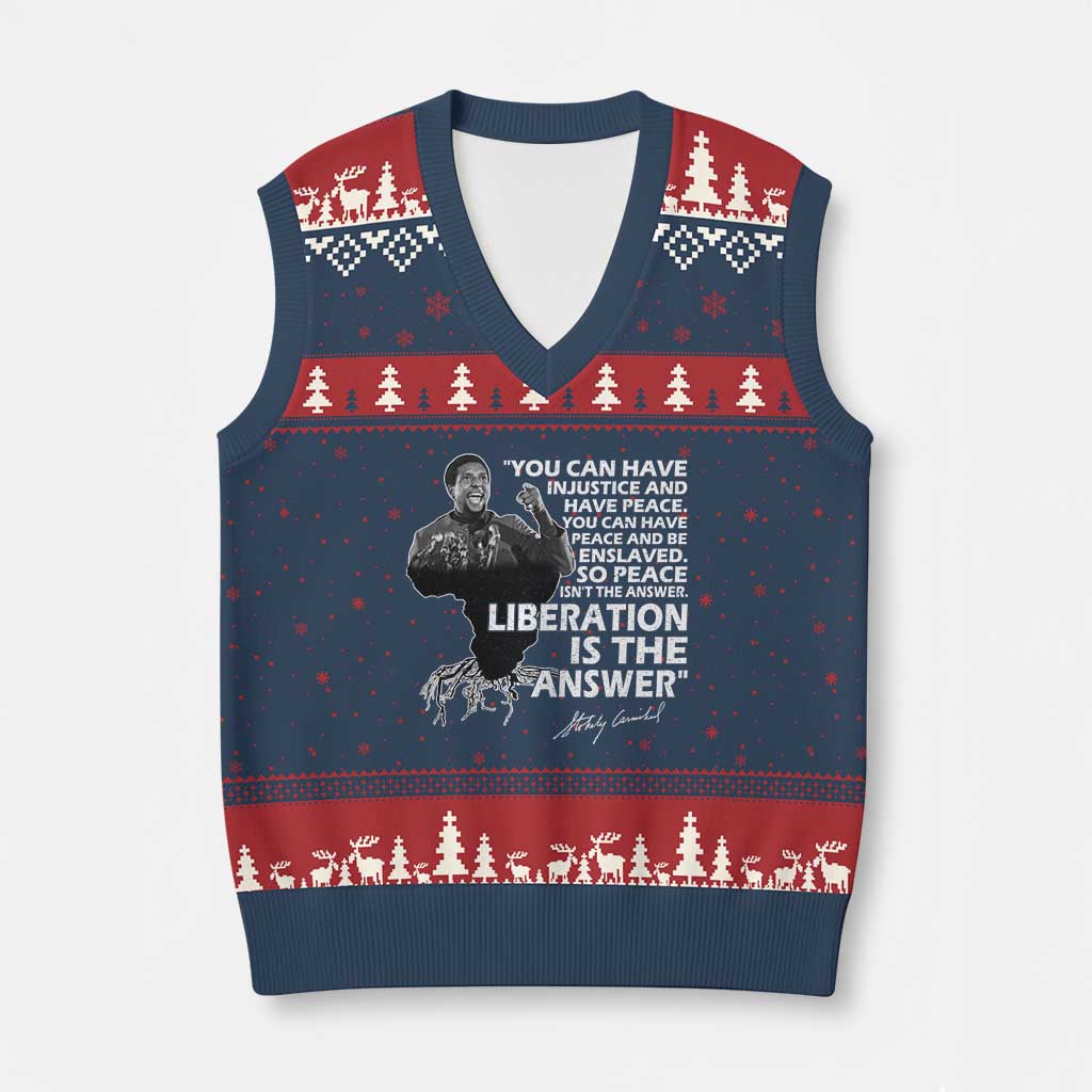 Stokely Carmichael Quote V-Neck Knit Sweater Vest You Can Have Injustice And Have Peace And Be Enslaved Black History Month