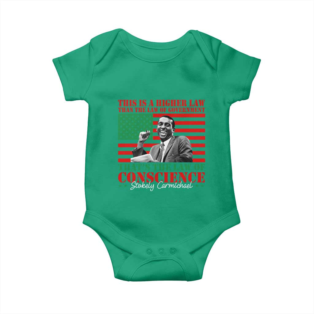 Stokely Carmichael Baby Onesie That's The Law Of Conscience American Flag