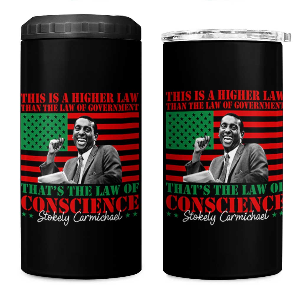 Stokely Carmichael 4 in 1 Can Cooler Tumbler That's The Law Of Conscience American Flag